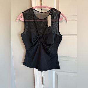 Abercrombie & Fitch Black Mesh-Detail Sleeveless Top